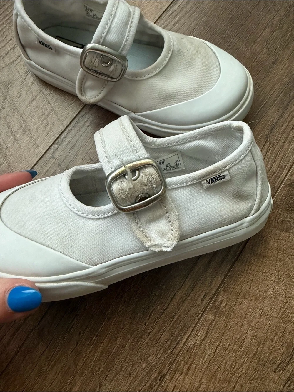 Vans Kids White Mary Jane Canvas Sneakers with Buckle